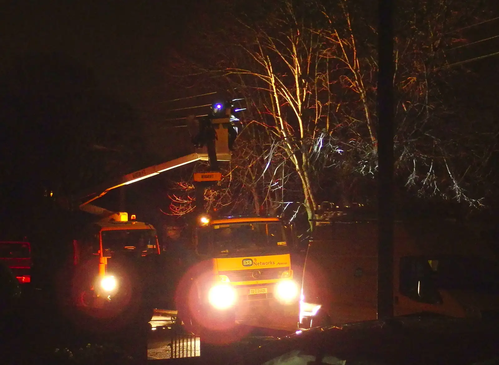 A cherry-picker arrives to cut down the branch, from Dun Laoghaire and an Electrical Disaster, Monkstown, County Dublin, Ireland - 4th January 2014