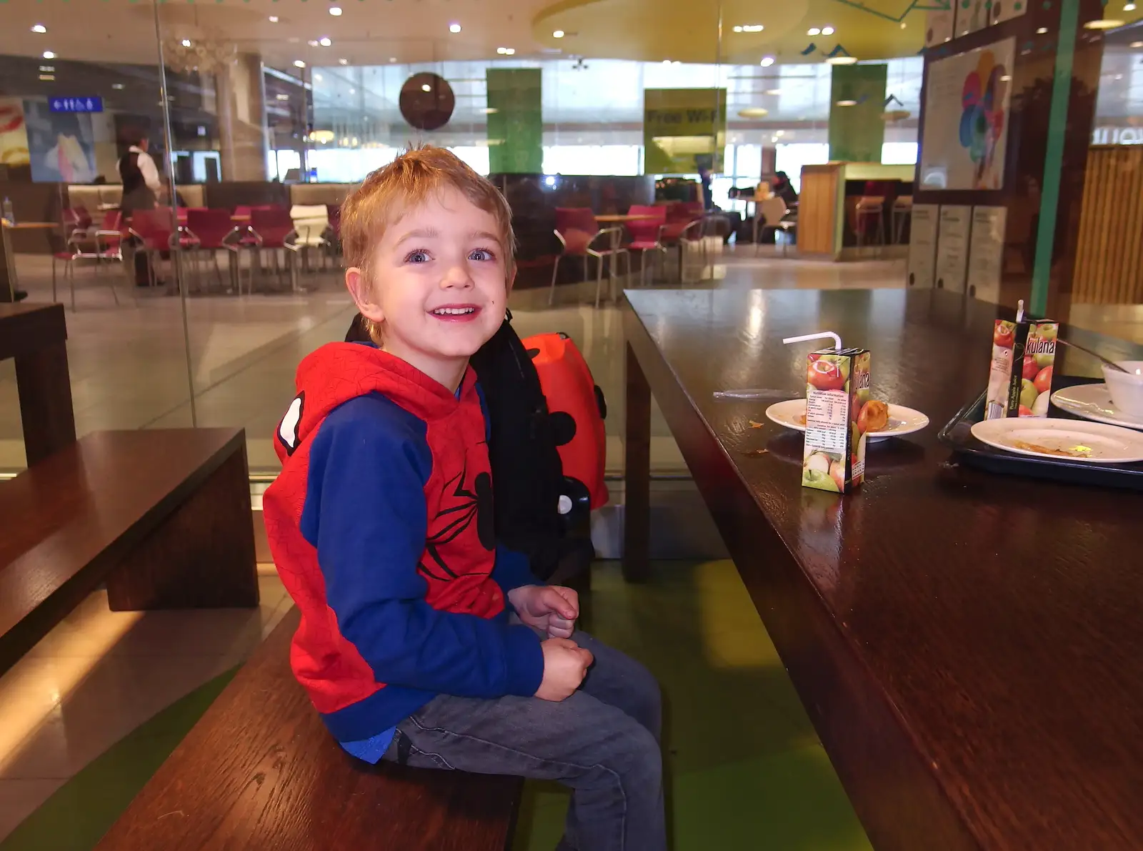 Fred in a Café at Dublin Airport, from Dun Laoghaire and an Electrical Disaster, Monkstown, County Dublin, Ireland - 4th January 2014