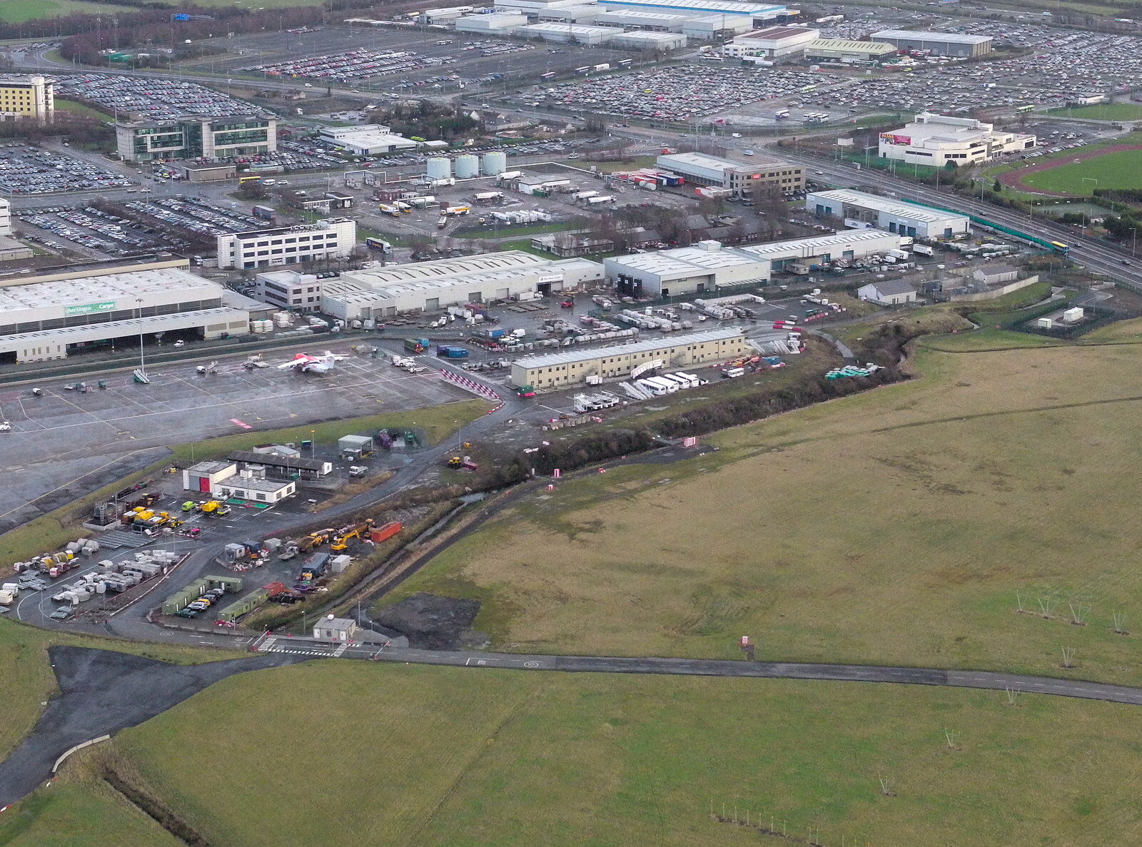 The industrial area near the airport from Dun Laoghaire and an Electrical Disaster, Monkstown, County Dublin, Ireland - 4th January 2014