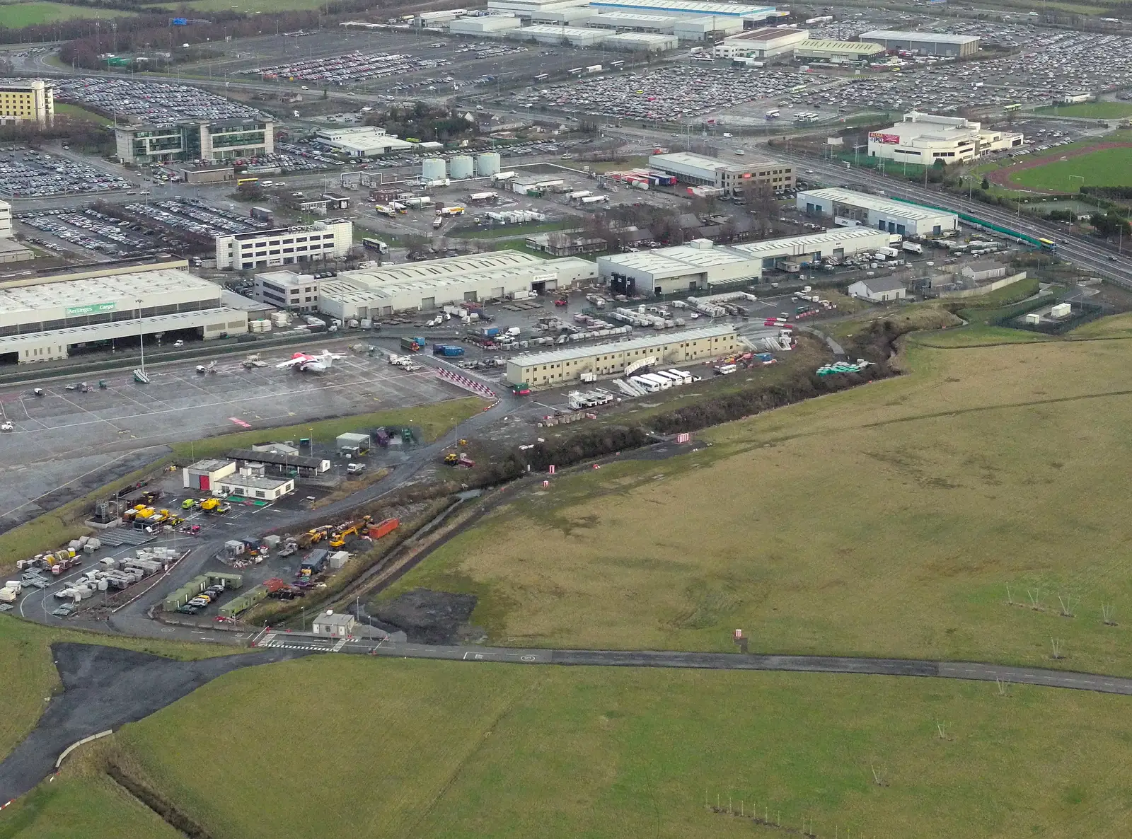 The industrial area near the airport, from Dun Laoghaire and an Electrical Disaster, Monkstown, County Dublin, Ireland - 4th January 2014