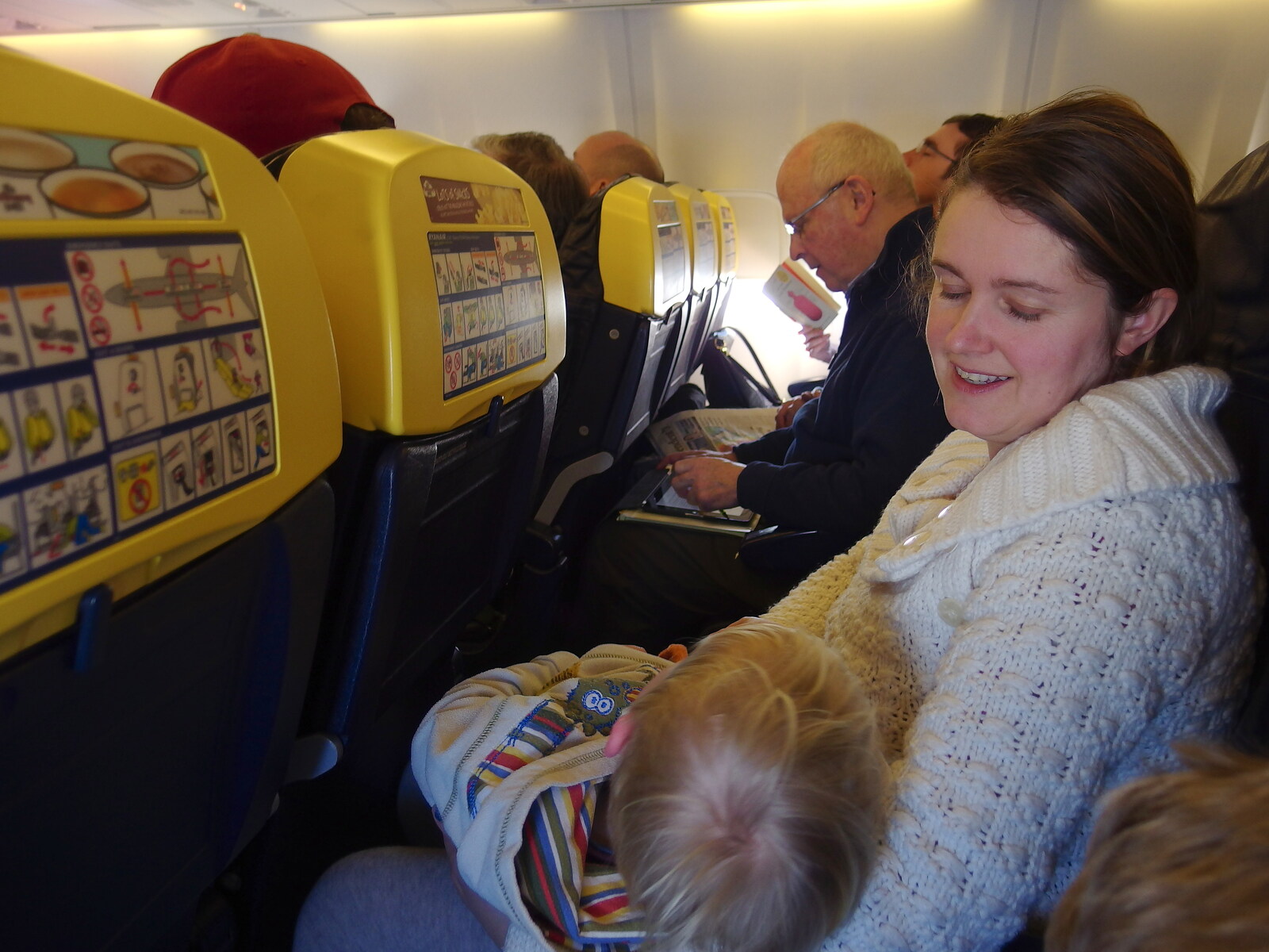 Harry and Isobel on the plane from Dun Laoghaire and an Electrical Disaster, Monkstown, County Dublin, Ireland - 4th January 2014
