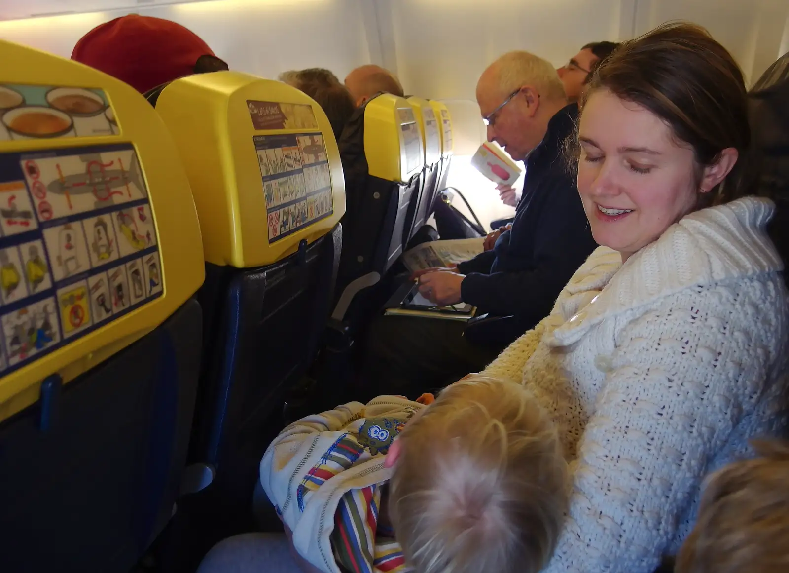 Harry and Isobel on the plane, from Dun Laoghaire and an Electrical Disaster, Monkstown, County Dublin, Ireland - 4th January 2014