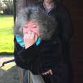 Jo leans, as Max makes a face, The BBs Photo Shoot, BOCM Pauls Pavilion, Burston, Norfolk - 12th January 2014