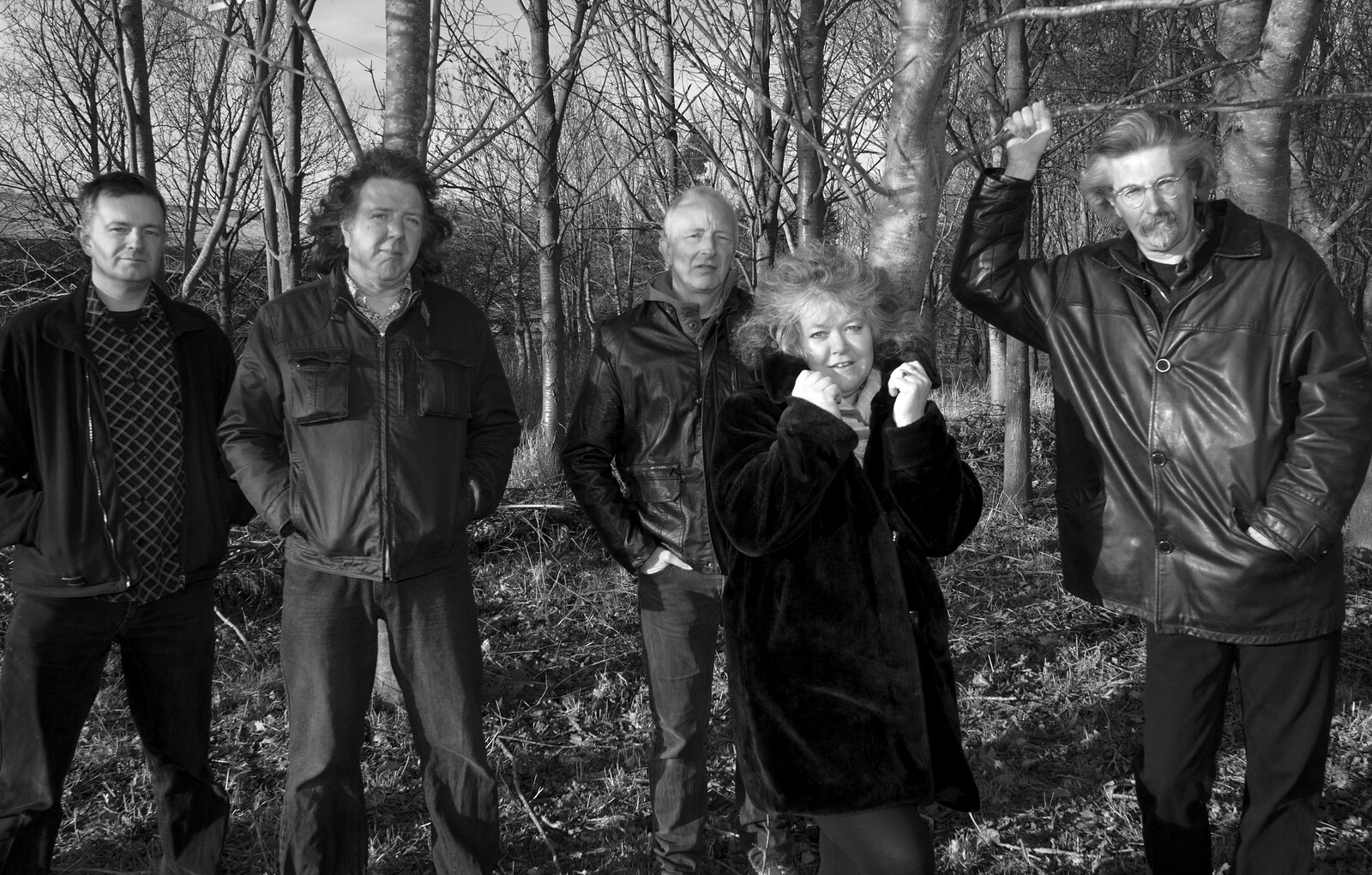 The band in black and white from The BBs Photo Shoot, BOCM Pauls Pavilion, Burston, Norfolk - 12th January 2014