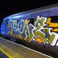 The DVT on the 17:35 at Diss has been tagged with graffiti, A Ross Street Reunion, Hoxne, Suffolk - 25th January 2014