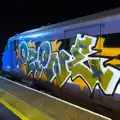 The DVT on the 17:35 at Diss has been tagged with graffiti, A Ross Street Reunion, Hoxne, Suffolk - 25th January 2014