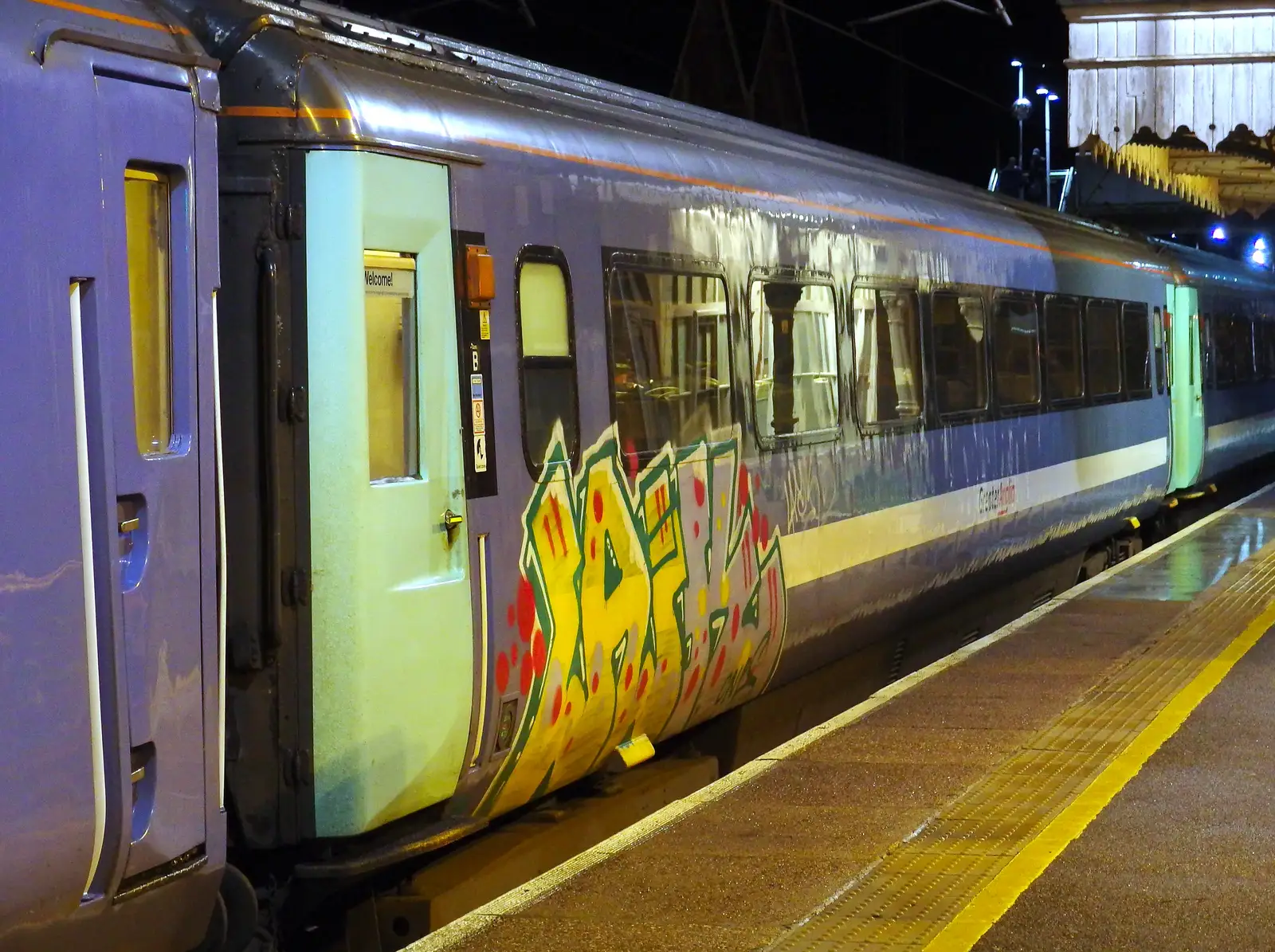 Coach B has also got a bit of graffiti on it, from A Ross Street Reunion, Hoxne, Suffolk - 25th January 2014