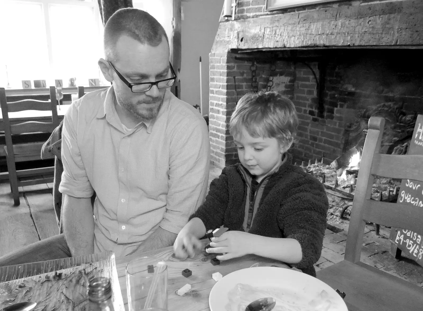 Matt and Fred do some Lego&trade;, from A Ross Street Reunion, Hoxne, Suffolk - 25th January 2014