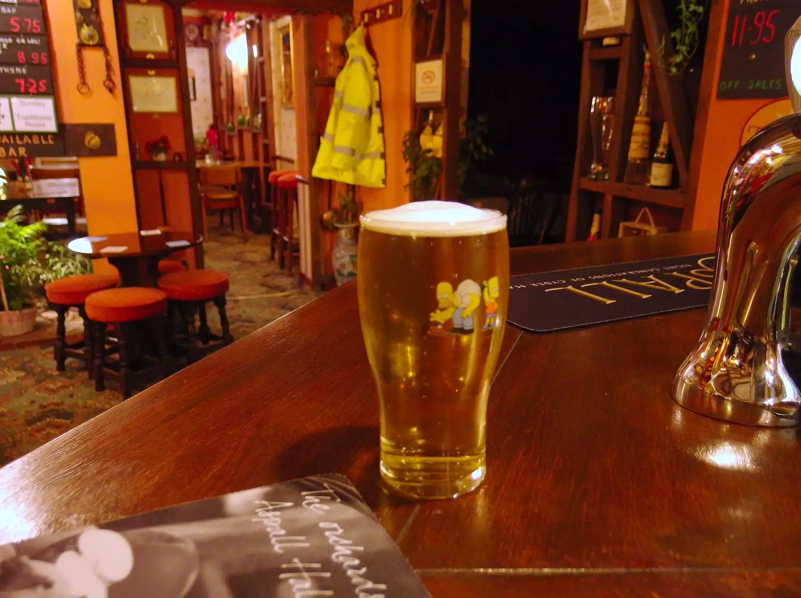 Up at the Swan, Sylvia manages to get a head on a pint of cider, from A Ross Street Reunion, Hoxne, Suffolk - 25th January 2014