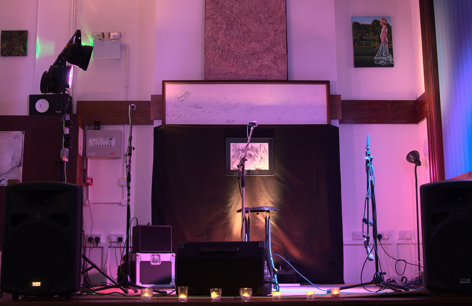 Up at The Bank, the stage is set from A Night at the Bank, and a Building Update, Brome and Eye, Suffolk - 7th February 2014