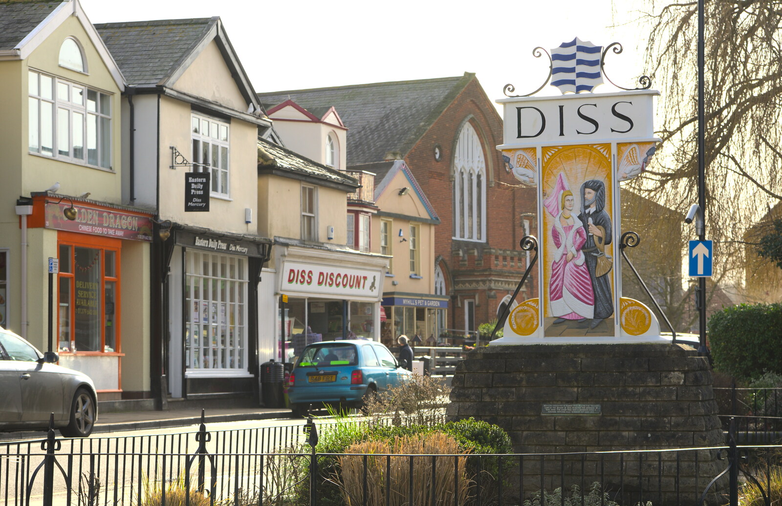 The Diss town sign from A Night at the Bank, and a Building Update, Brome and Eye, Suffolk - 7th February 2014