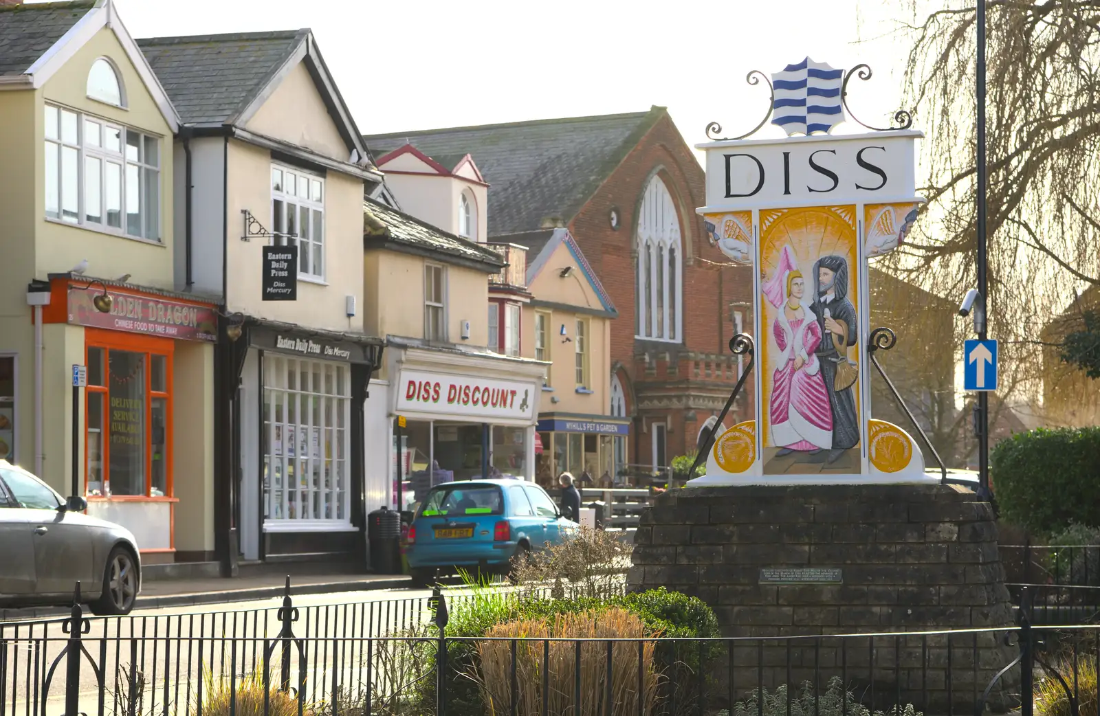 The Diss town sign, from A Night at the Bank, and a Building Update, Brome and Eye, Suffolk - 7th February 2014