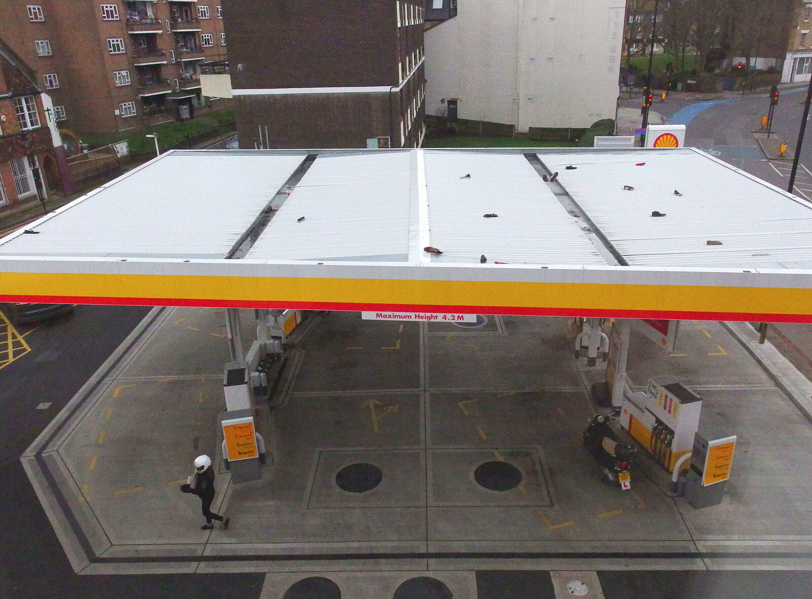 The new roof of the Shell Garage next to work from A Dragoney Sort of Day, Norwich, Norfolk - 15th February 2014