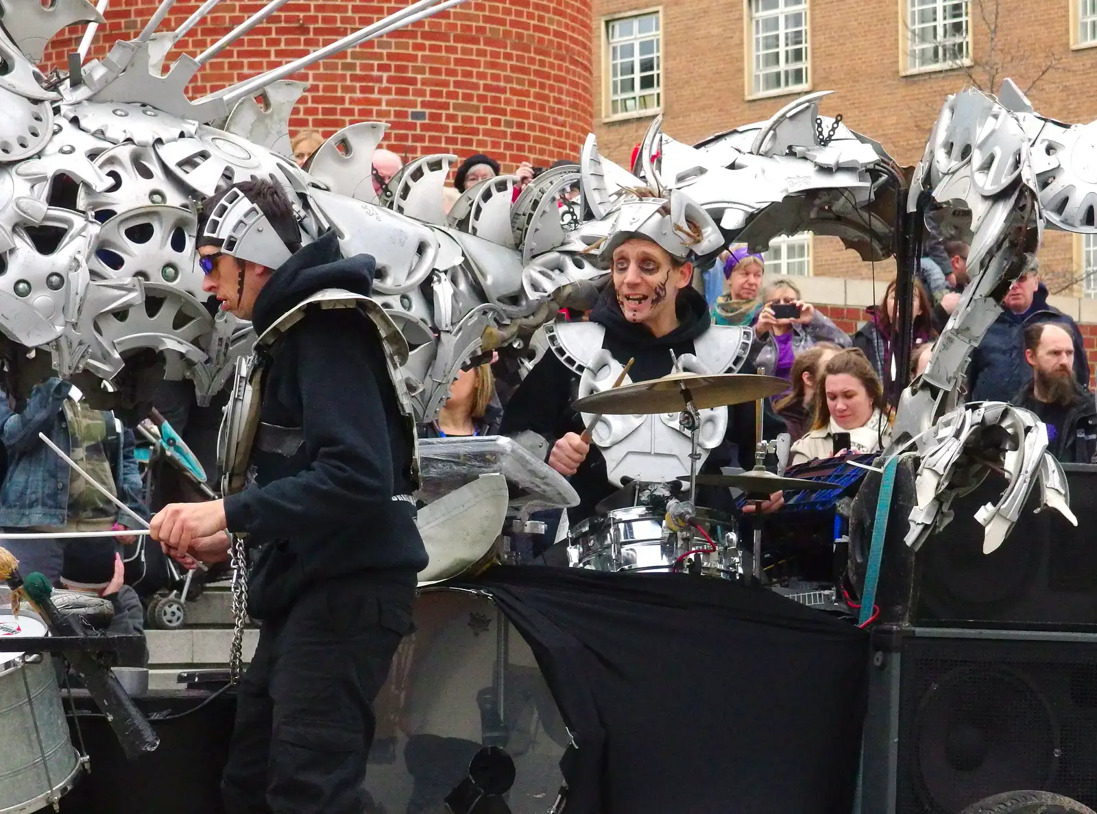 Metal Mickey on drums, from A Dragoney Sort of Day, Norwich, Norfolk - 15th February 2014