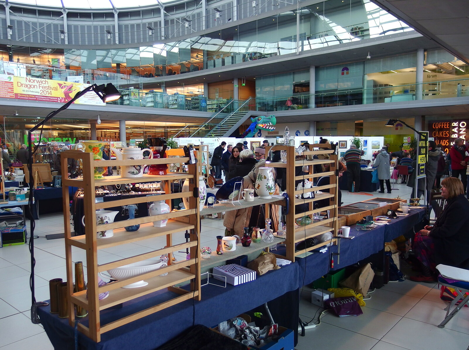 There's a craft fair inside the Forum from A Dragoney Sort of Day, Norwich, Norfolk - 15th February 2014