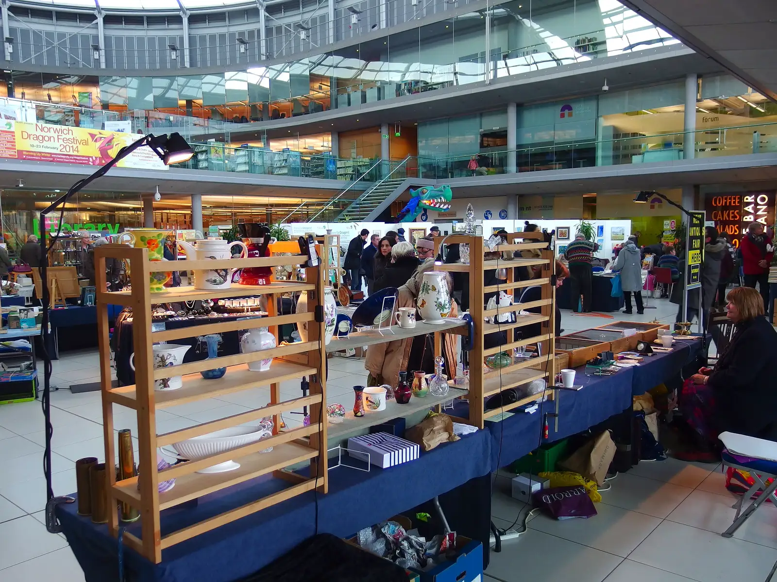 There's a craft fair inside the Forum, from A Dragoney Sort of Day, Norwich, Norfolk - 15th February 2014