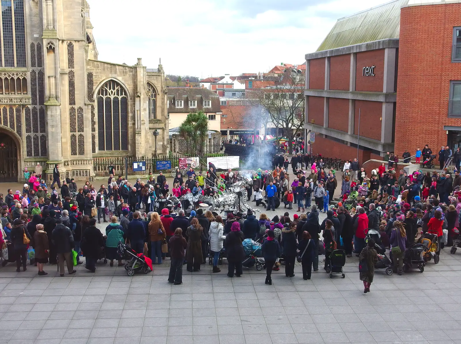 The dragon breaths smoke, from A Dragoney Sort of Day, Norwich, Norfolk - 15th February 2014