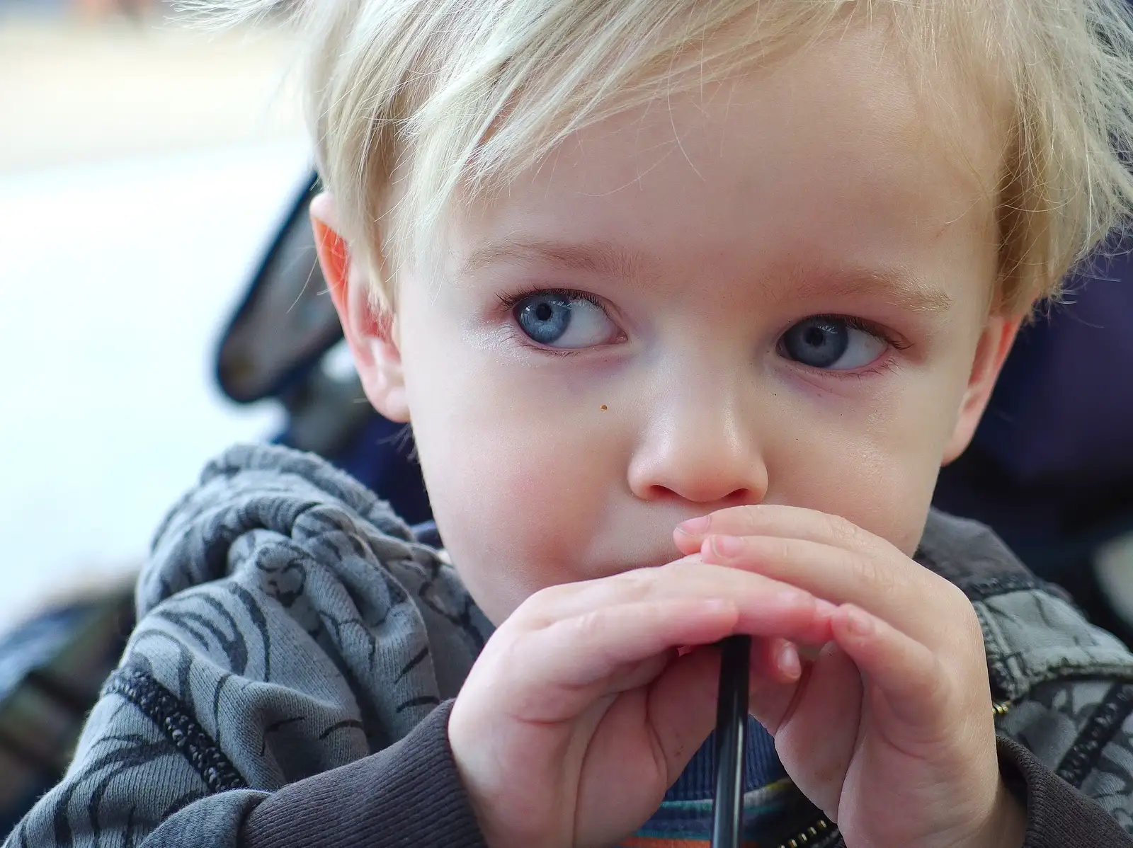 Gabes chews on a straw, from A Dragoney Sort of Day, Norwich, Norfolk - 15th February 2014