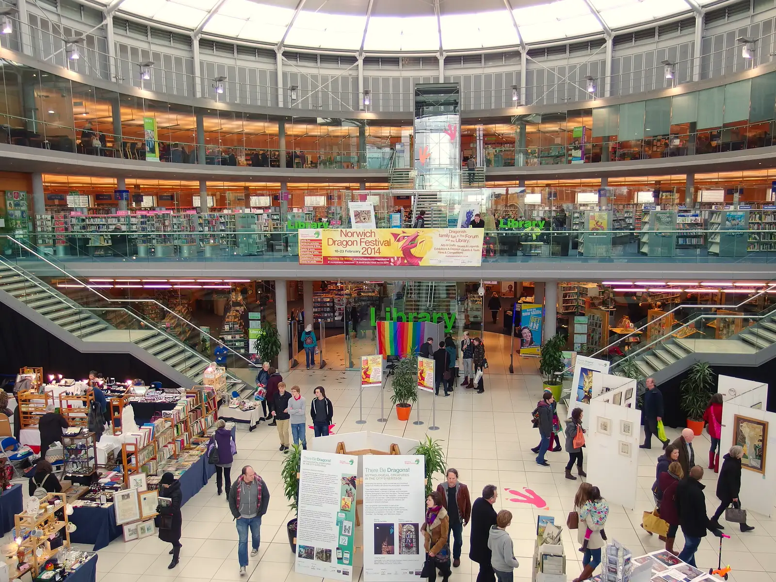 People mill around in the Forum, from A Dragoney Sort of Day, Norwich, Norfolk - 15th February 2014