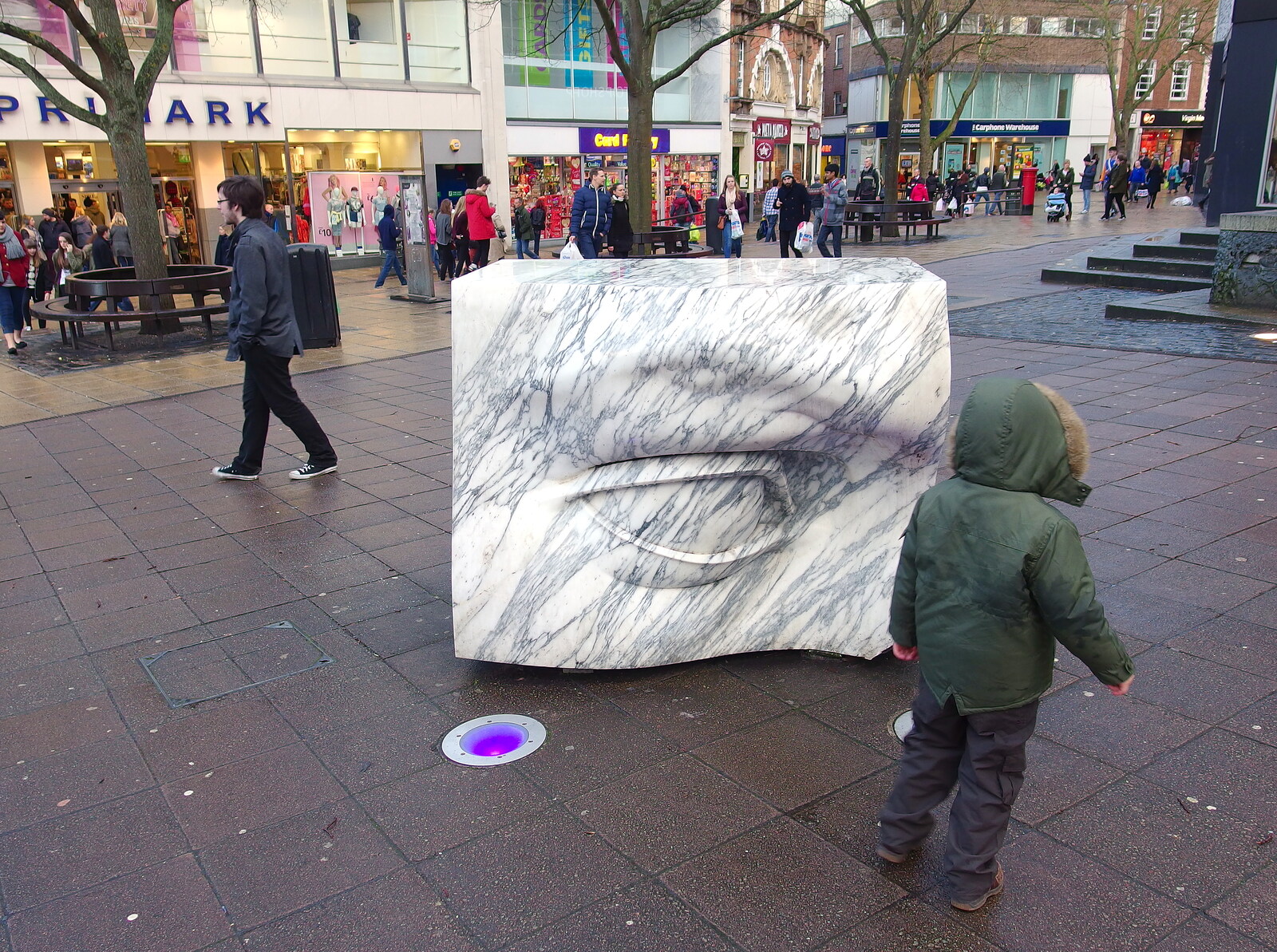Fred and the granite eye from A Dragoney Sort of Day, Norwich, Norfolk - 15th February 2014