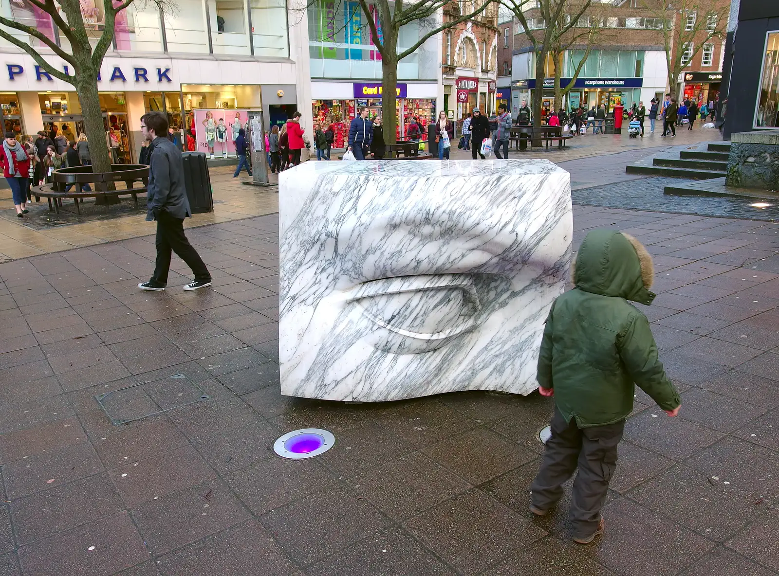 Fred and the granite eye, from A Dragoney Sort of Day, Norwich, Norfolk - 15th February 2014