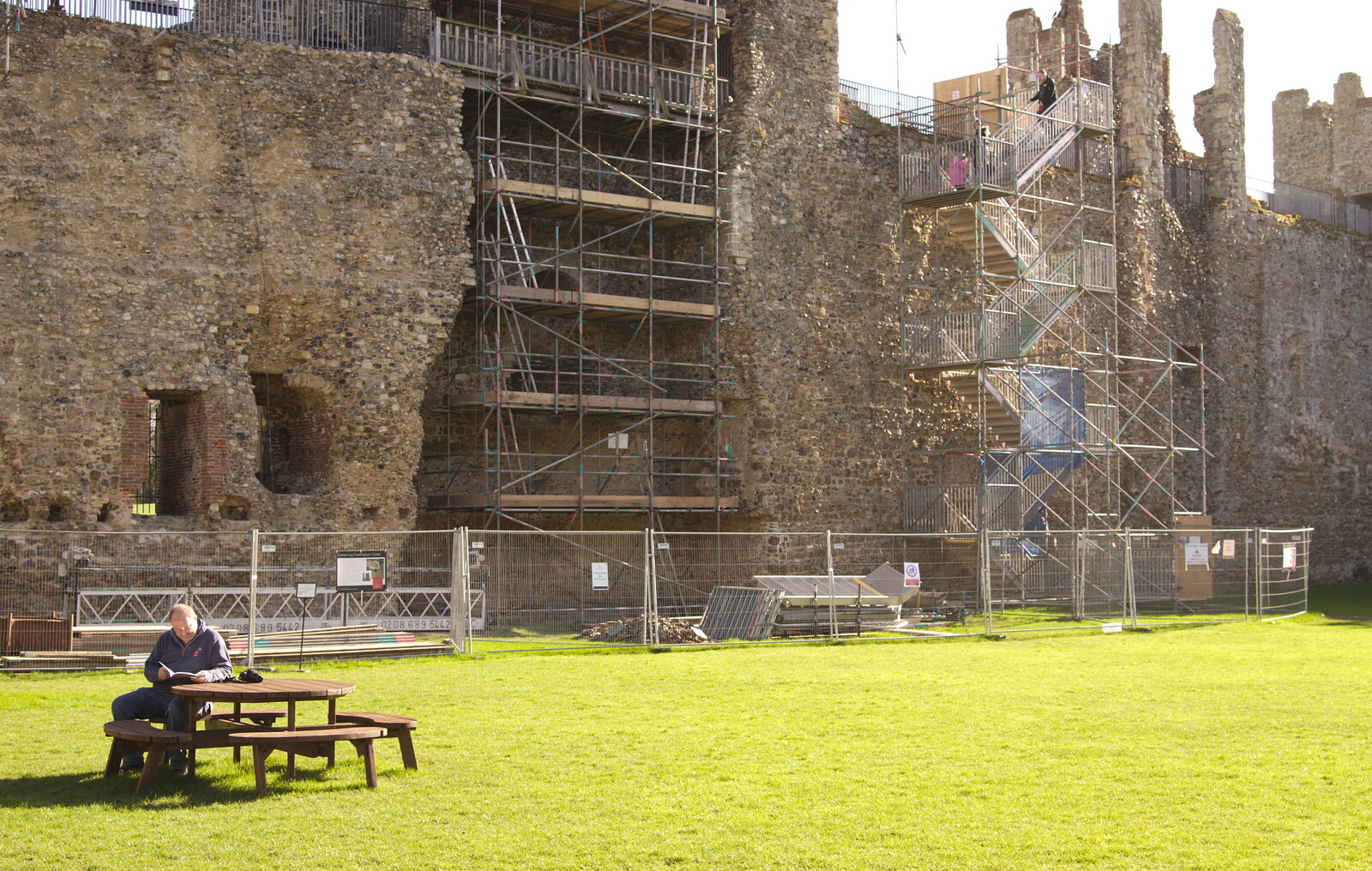 Framlingham Castle is covered in scaffolding from A Trip to Framlingham Castle, Framlingham, Suffolk - 16th February 2014