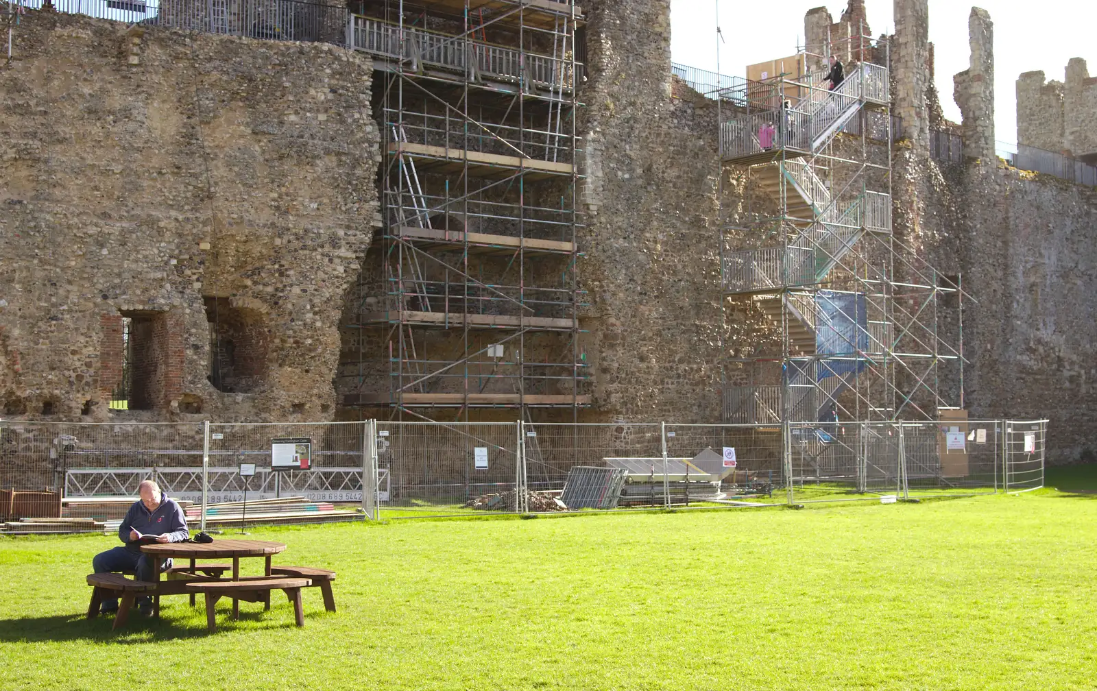 Framlingham Castle is covered in scaffolding, from A Trip to Framlingham Castle, Framlingham, Suffolk - 16th February 2014