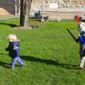 Fred chases Harry around with a sword, A Trip to Framlingham Castle, Framlingham, Suffolk - 16th February 2014