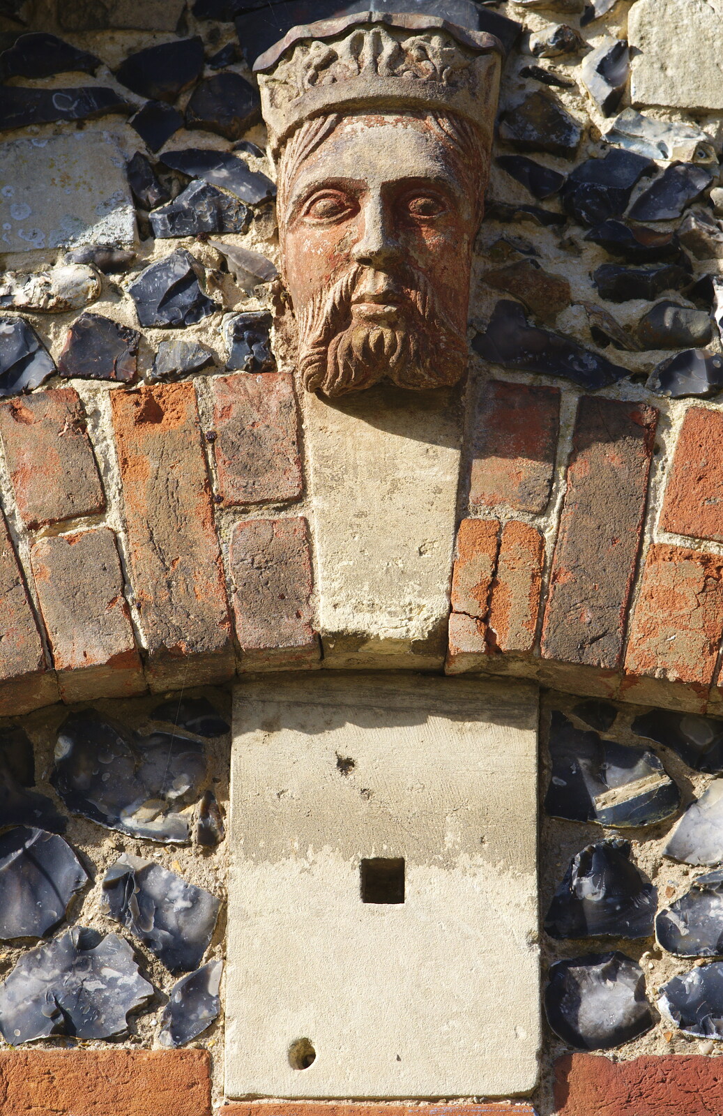 A stone head from A Trip to Framlingham Castle, Framlingham, Suffolk - 16th February 2014
