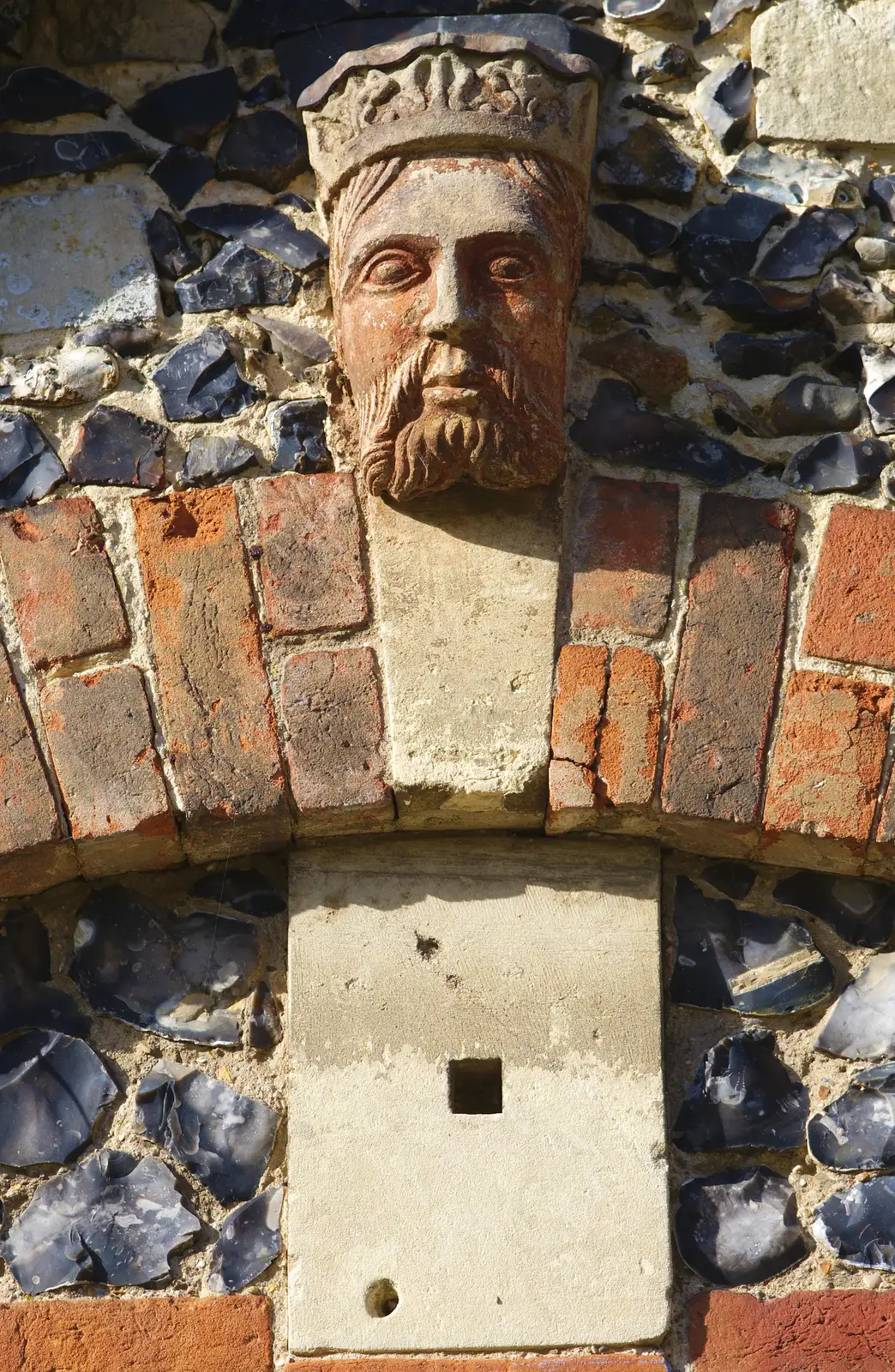 A stone head, from A Trip to Framlingham Castle, Framlingham, Suffolk - 16th February 2014