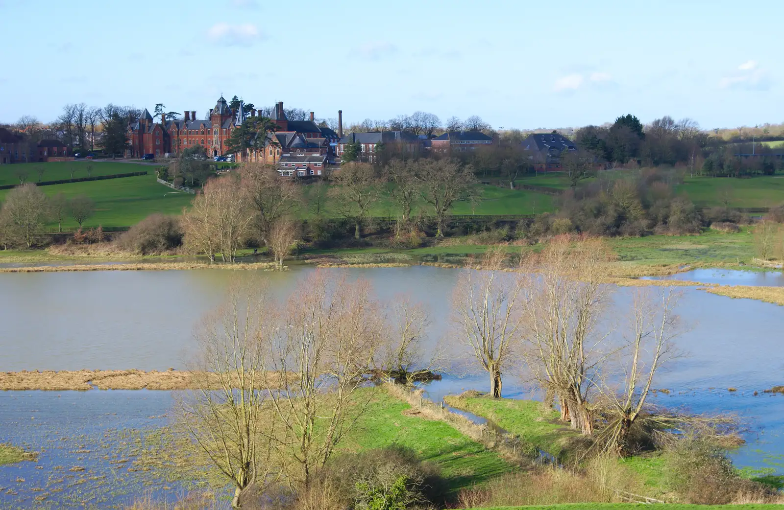 A view towards Framlingham College over the Mere, from A Trip to Framlingham Castle, Framlingham, Suffolk - 16th February 2014