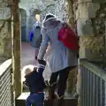 Isobel helps Harry up some steps, A Trip to Framlingham Castle, Framlingham, Suffolk - 16th February 2014