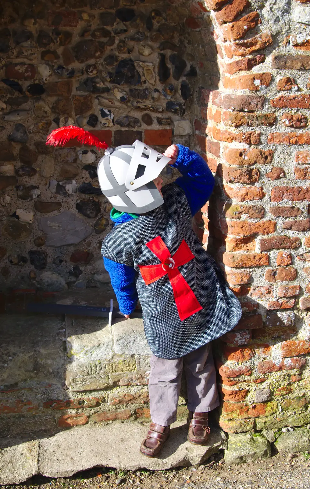 Fred looks out, from A Trip to Framlingham Castle, Framlingham, Suffolk - 16th February 2014