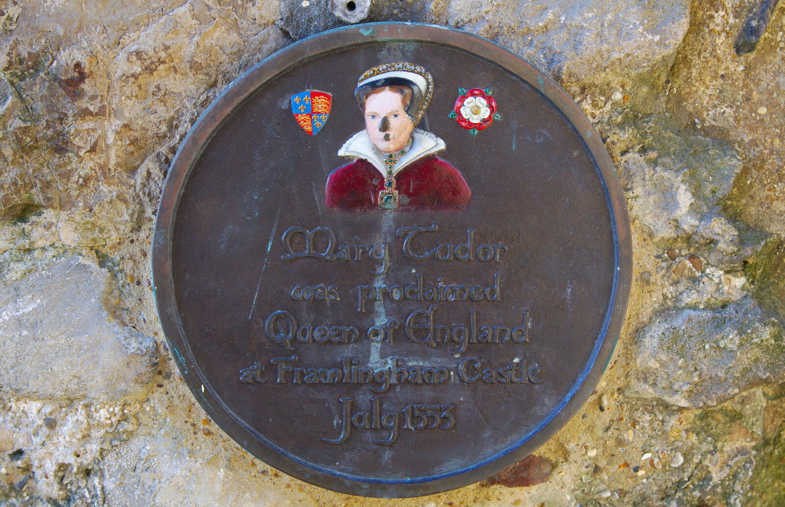 A nose-less plaque of Mary Tudor from A Trip to Framlingham Castle, Framlingham, Suffolk - 16th February 2014