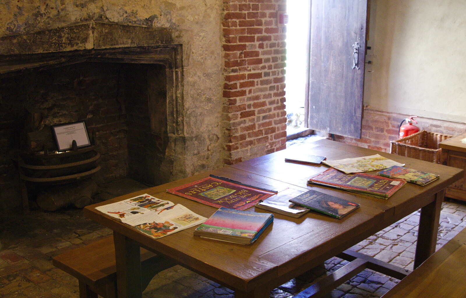 A table full of books from A Trip to Framlingham Castle, Framlingham, Suffolk - 16th February 2014