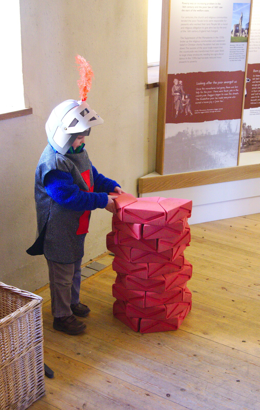 Fred builds a chimney from A Trip to Framlingham Castle, Framlingham, Suffolk - 16th February 2014