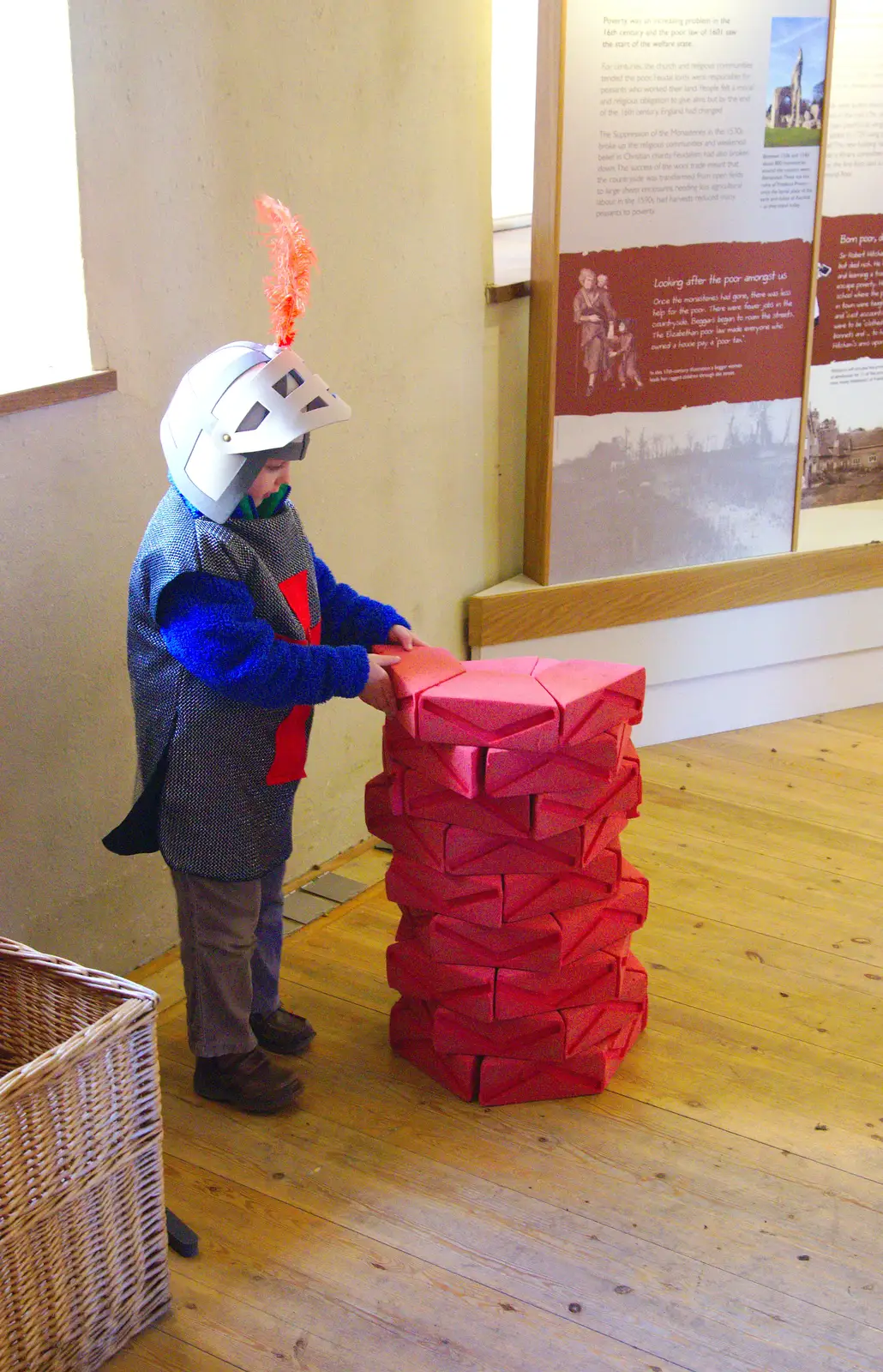 Fred builds a chimney, from A Trip to Framlingham Castle, Framlingham, Suffolk - 16th February 2014