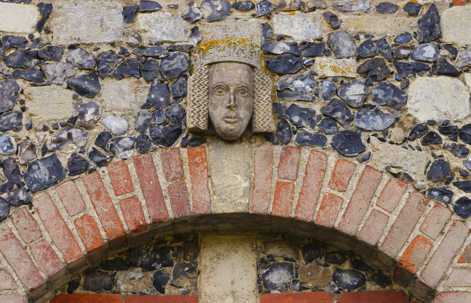 Another head on a wall from A Trip to Framlingham Castle, Framlingham, Suffolk - 16th February 2014
