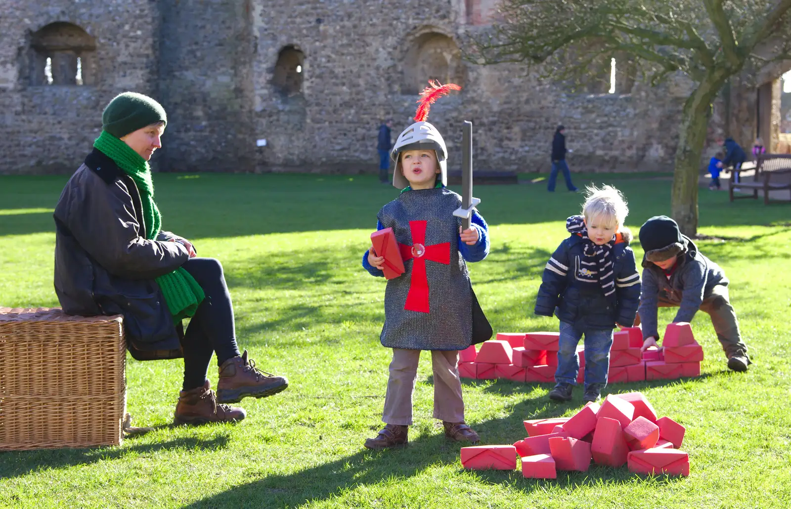 Fred and Harry roam around, from A Trip to Framlingham Castle, Framlingham, Suffolk - 16th February 2014