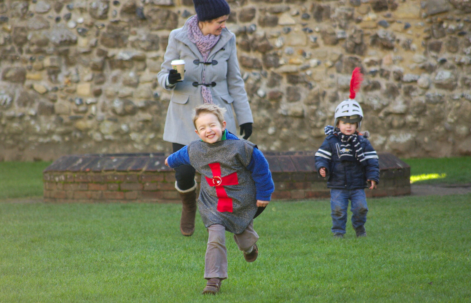 Fred runs around like a lunatic from A Trip to Framlingham Castle, Framlingham, Suffolk - 16th February 2014
