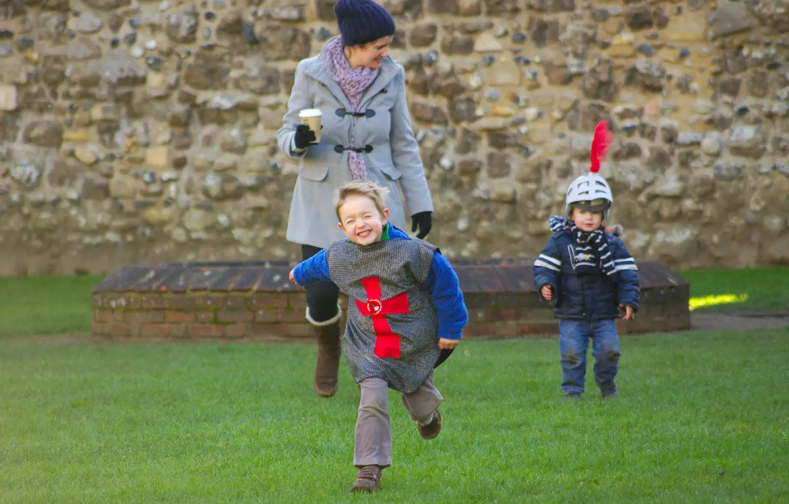 Fred runs around like a lunatic, from A Trip to Framlingham Castle, Framlingham, Suffolk - 16th February 2014