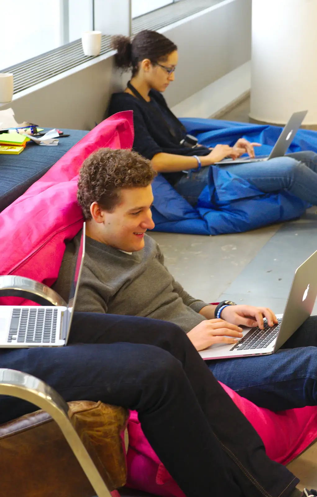 Peter lays back on a beanbag, from SwiftKey Innovation, The Hub, Westminster, London - 21st February 2014