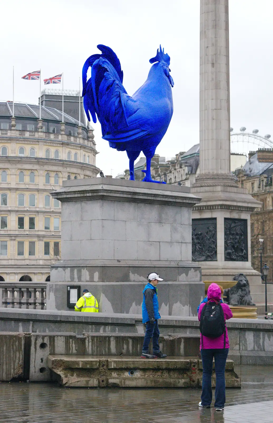 The French cockerel in Trafalgar Square, from SwiftKey Innovation, The Hub, Westminster, London - 21st February 2014