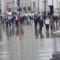 Wet cobbles around Trafalgar Square, SwiftKey Innovation, The Hub, Westminster, London - 21st February 2014