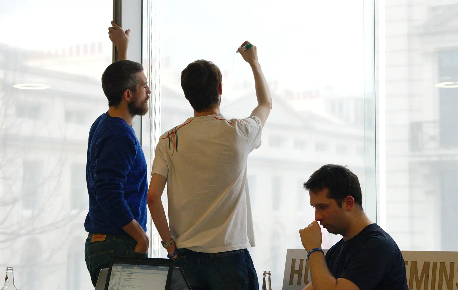 There's some writing on the windows, from SwiftKey Innovation, The Hub, Westminster, London - 21st February 2014