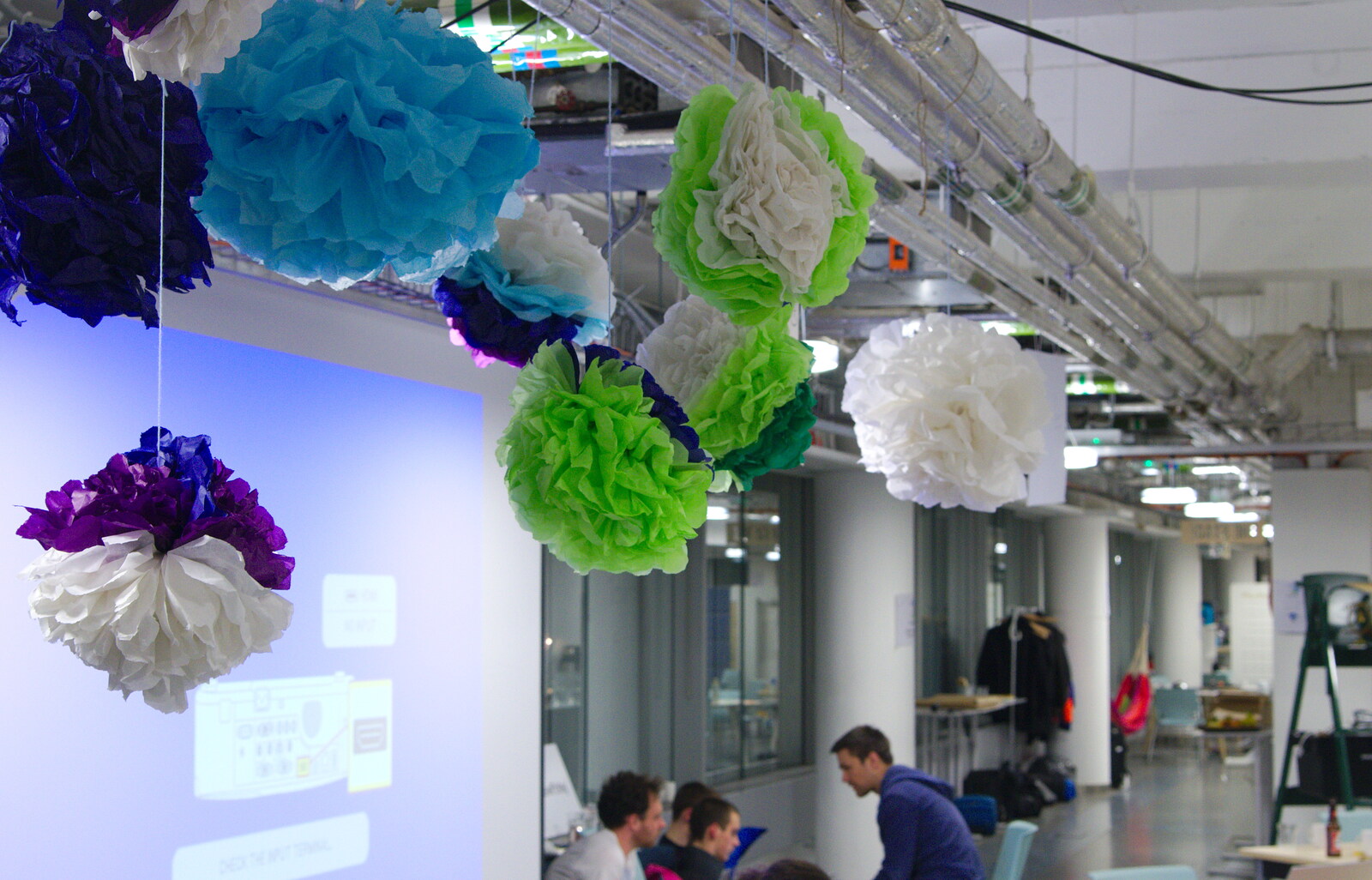 Elly makes pom-poms for some reason from SwiftKey Innovation, The Hub, Westminster, London - 21st February 2014
