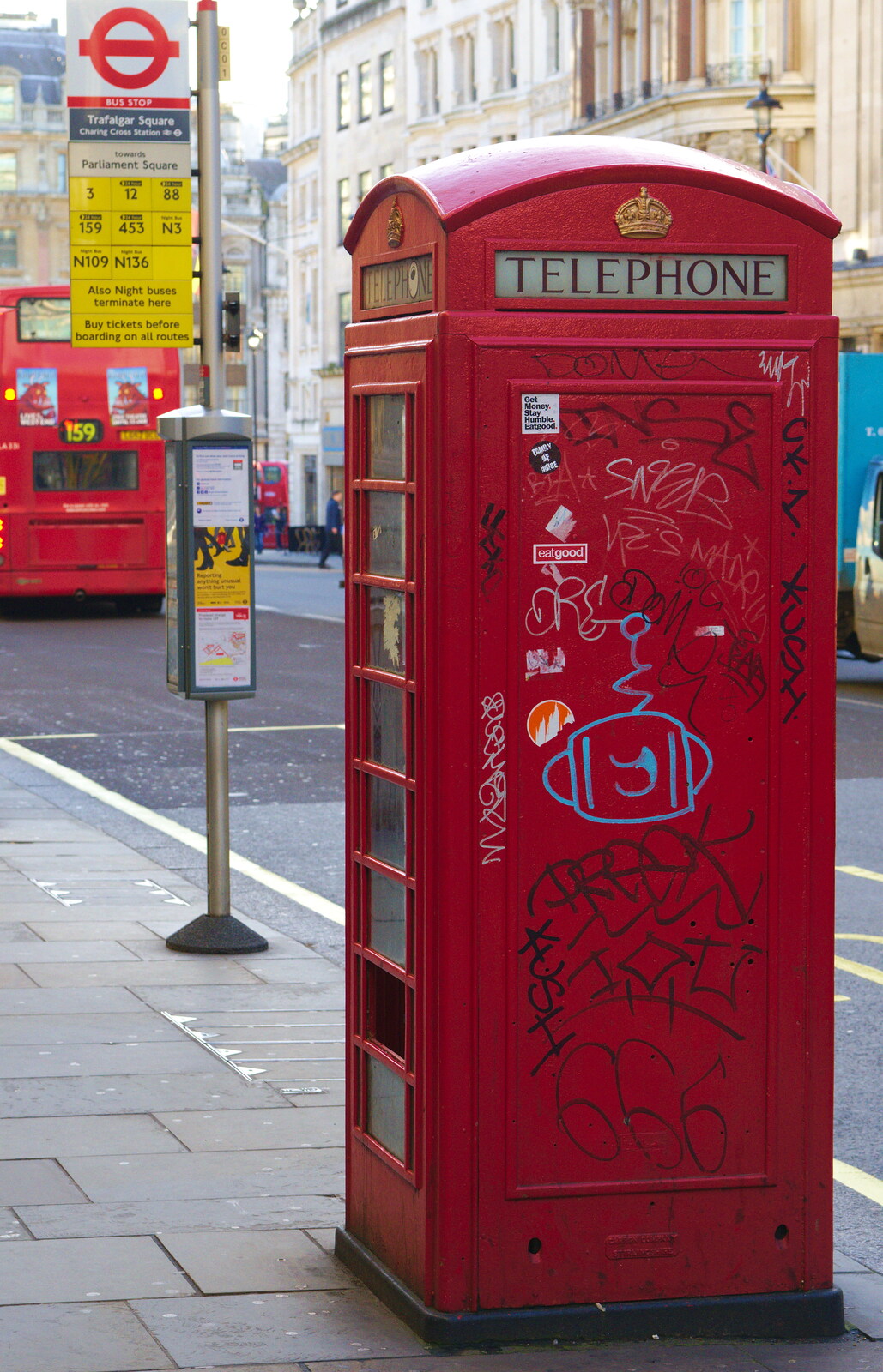 A vandalised K6 phone box from SwiftKey Innovation, The Hub, Westminster, London - 21st February 2014