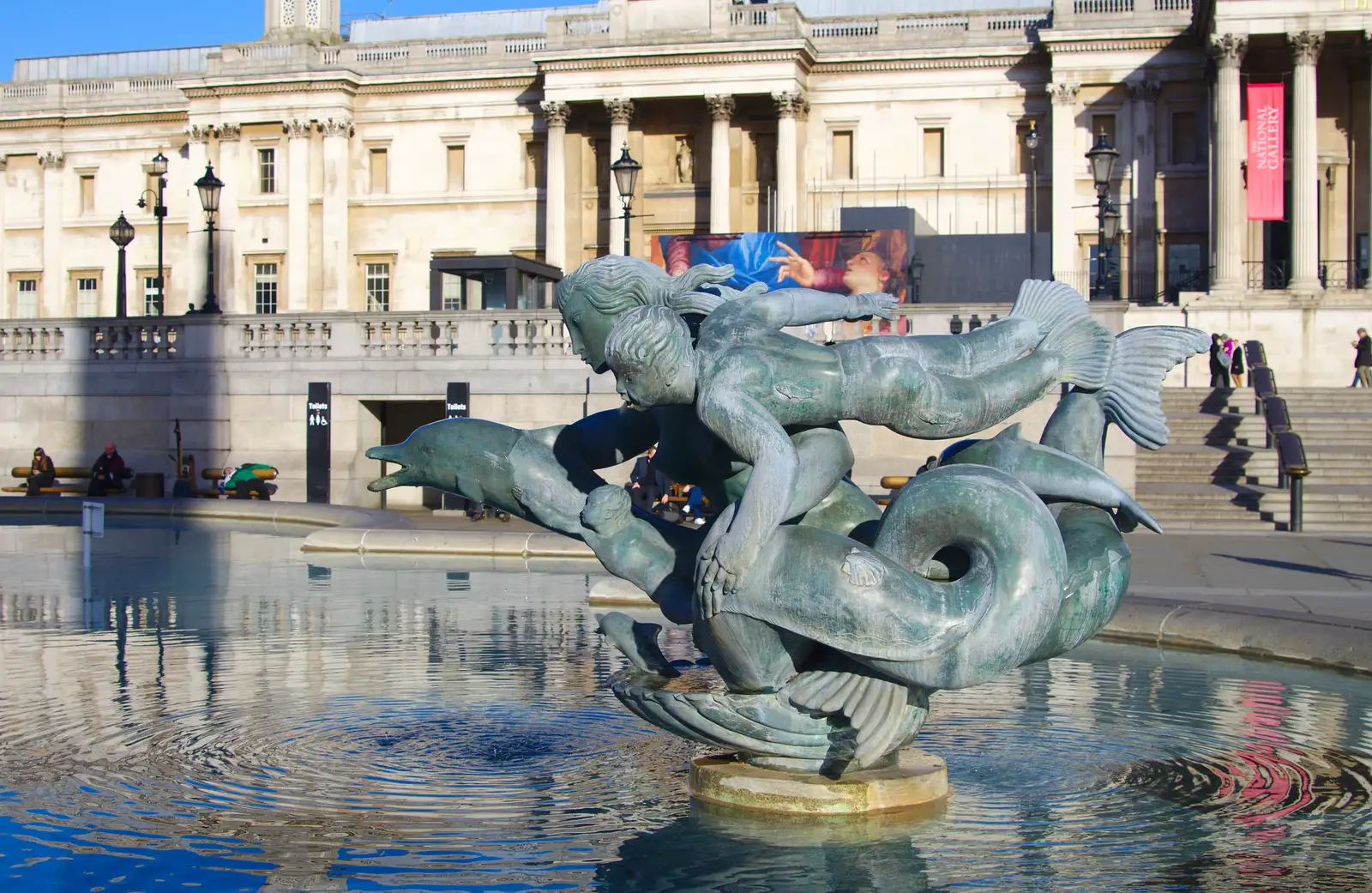 Trafalgar statues, from SwiftKey Innovation, The Hub, Westminster, London - 21st February 2014