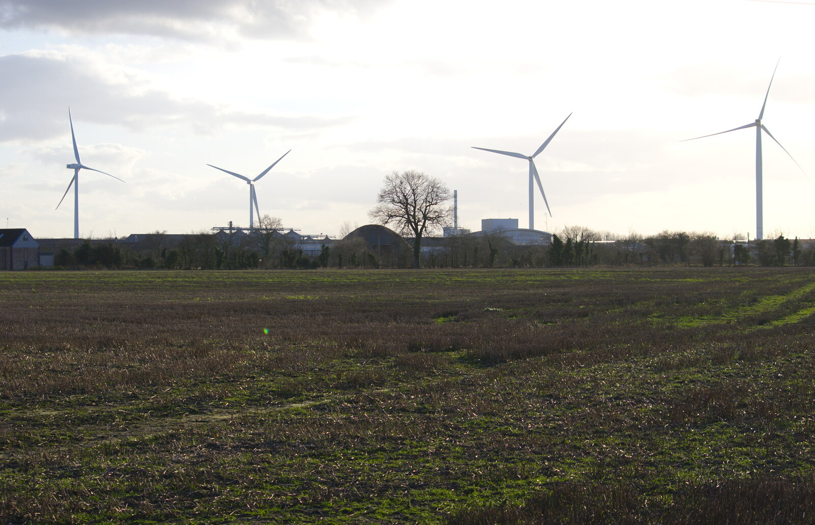 The four wind turbines on the airfield from A Trip to see Chinner, Brome, Suffolk - 22nd April 2014