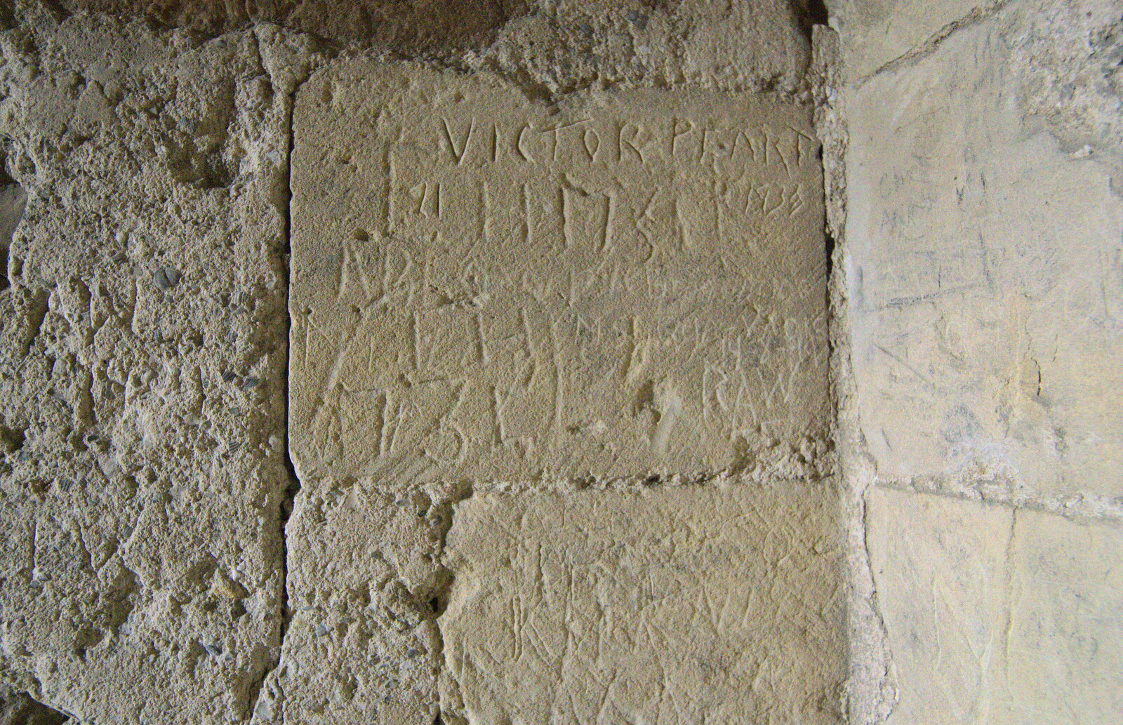 1734 graffiti in a stone at Orford Castle from A Trip to Orford Castle, Orford, Suffolk - 2nd March 2014